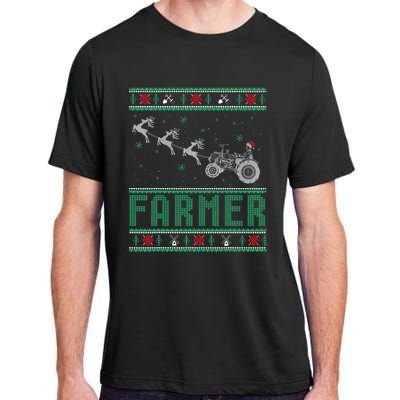 Farmer Tractors Ugly Christmas Xmas Sweater Adult ChromaSoft Performance T-Shirt