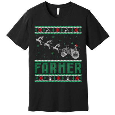 Farmer Tractors Ugly Christmas Xmas Sweater Premium T-Shirt