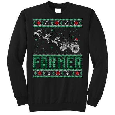 Farmer Tractors Ugly Christmas Xmas Sweater Tall Sweatshirt