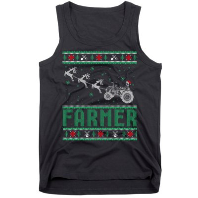 Farmer Tractors Ugly Christmas Xmas Sweater Tank Top