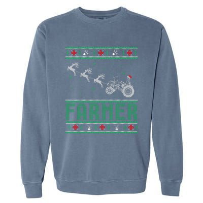 Farmer Tractors Ugly Christmas Xmas Sweater Garment-Dyed Sweatshirt