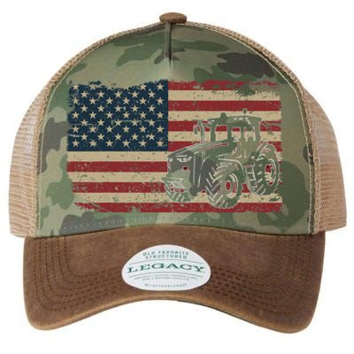 Farm Tractors USA Flag Patriotic Farming Gift Legacy Tie Dye Trucker Hat