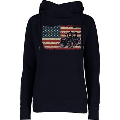 Farm Tractors USA Flag Patriotic Farming Gift Womens Funnel Neck Pullover Hood