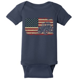 Farm Tractors USA Flag Patriotic Farming Gift Baby Bodysuit