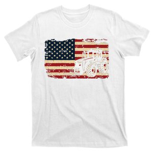 Farm Tractors Usa Flag Patriotic Farming Gift T-Shirt