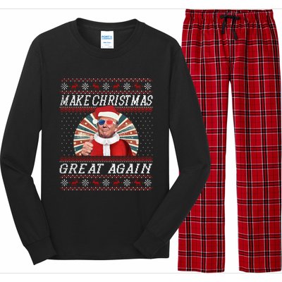 Funny Trump Ugly Christmas Funny Gift Make Christmas Great Again Funny Gift Long Sleeve Pajama Set