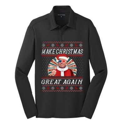 Funny Trump Ugly Christmas Funny Gift Make Christmas Great Again Funny Gift Silk Touch Performance Long Sleeve Polo