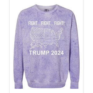 Fight...Fight...Fight! Trump Usa Flag Map Usa Election 2024 Colorblast Crewneck Sweatshirt