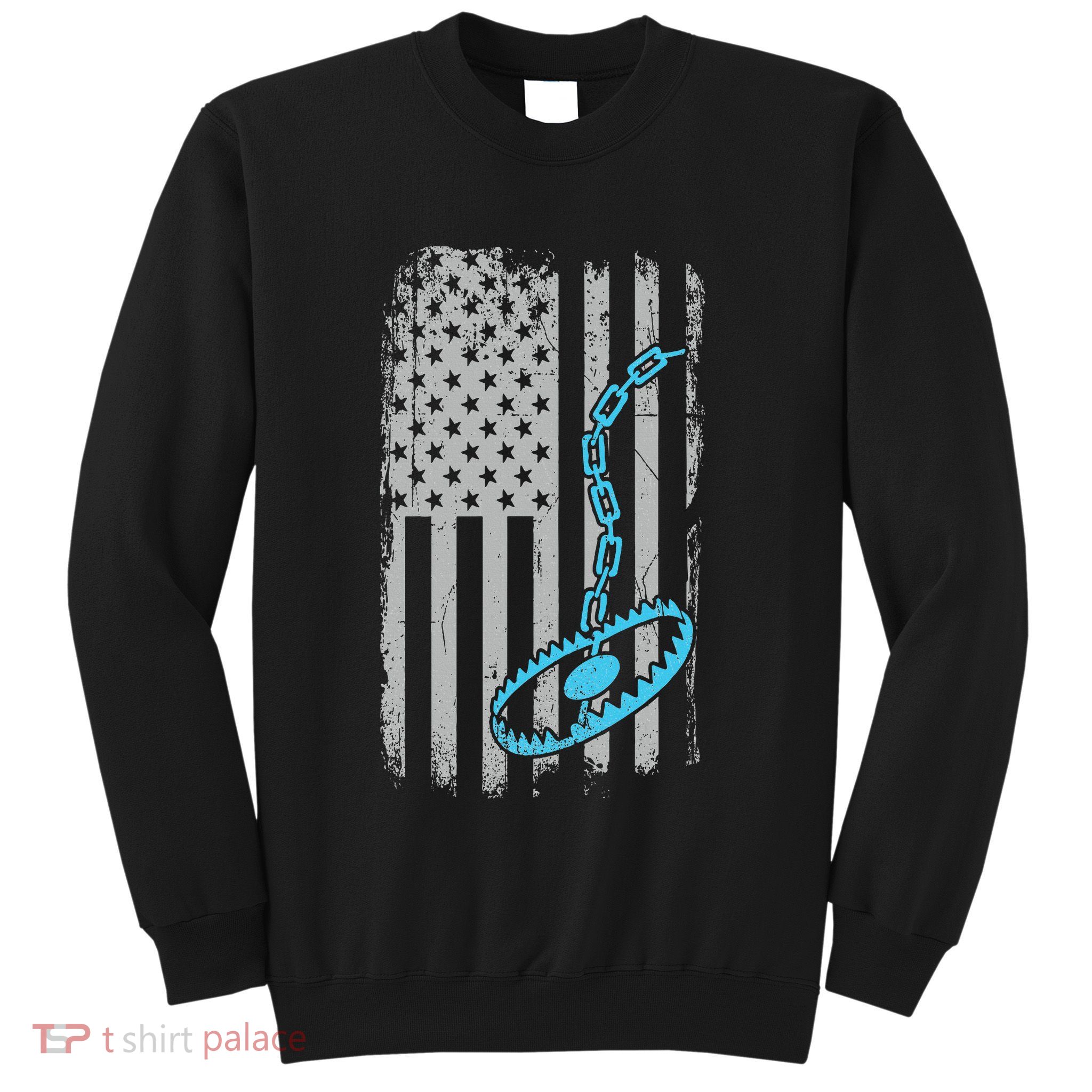 Fur Trapper US American Flag Cool Outdoor Trapping Gear  Sweatshirt