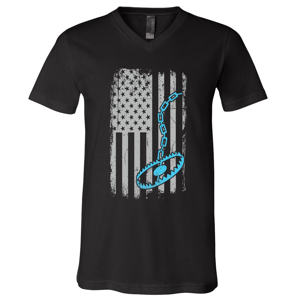 Fur Trapper US American Flag Cool Outdoor Trapping Gear  V-Neck T-Shirt