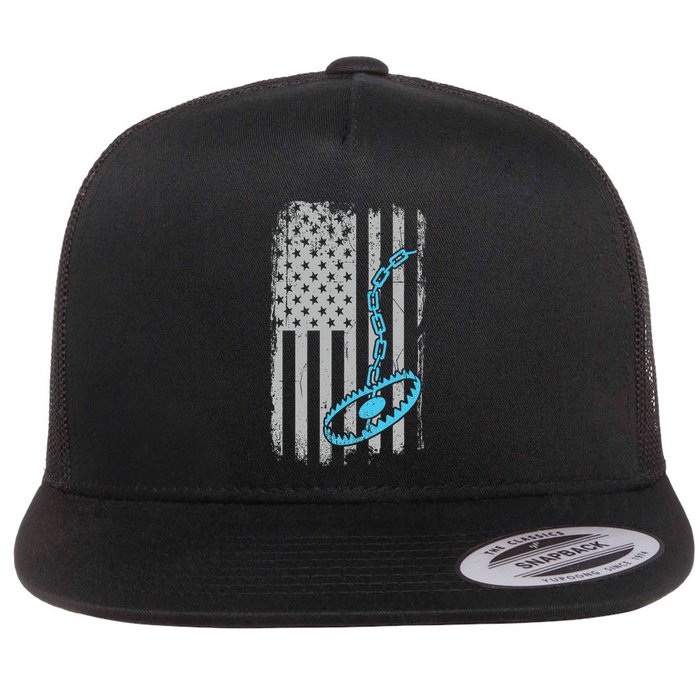 Fur Trapper US American Flag Cool Outdoor Trapping Gear  Flat Bill Trucker Hat