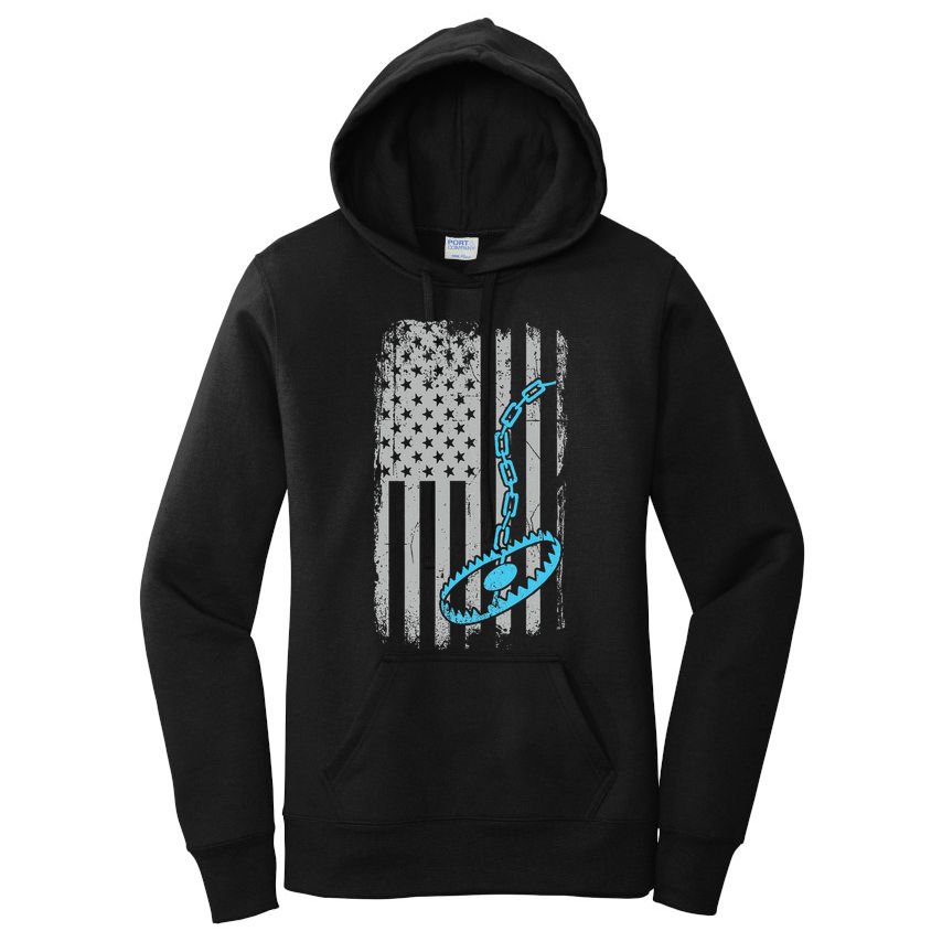 Fur Trapper US American Flag Cool Outdoor Trapping Gear  Women's Pullover Hoodie