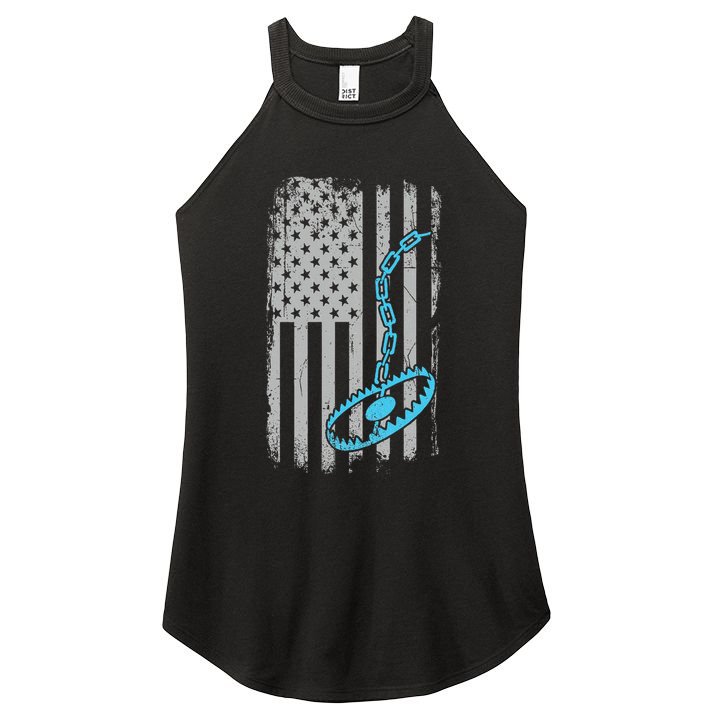 Fur Trapper US American Flag Cool Outdoor Trapping Gear  Women's Perfect Tri Rocker Tank