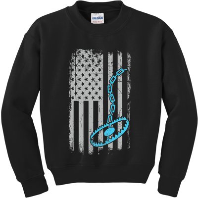 Fur Trapper US American Flag Cool Outdoor Trapping Gear  Kids Sweatshirt