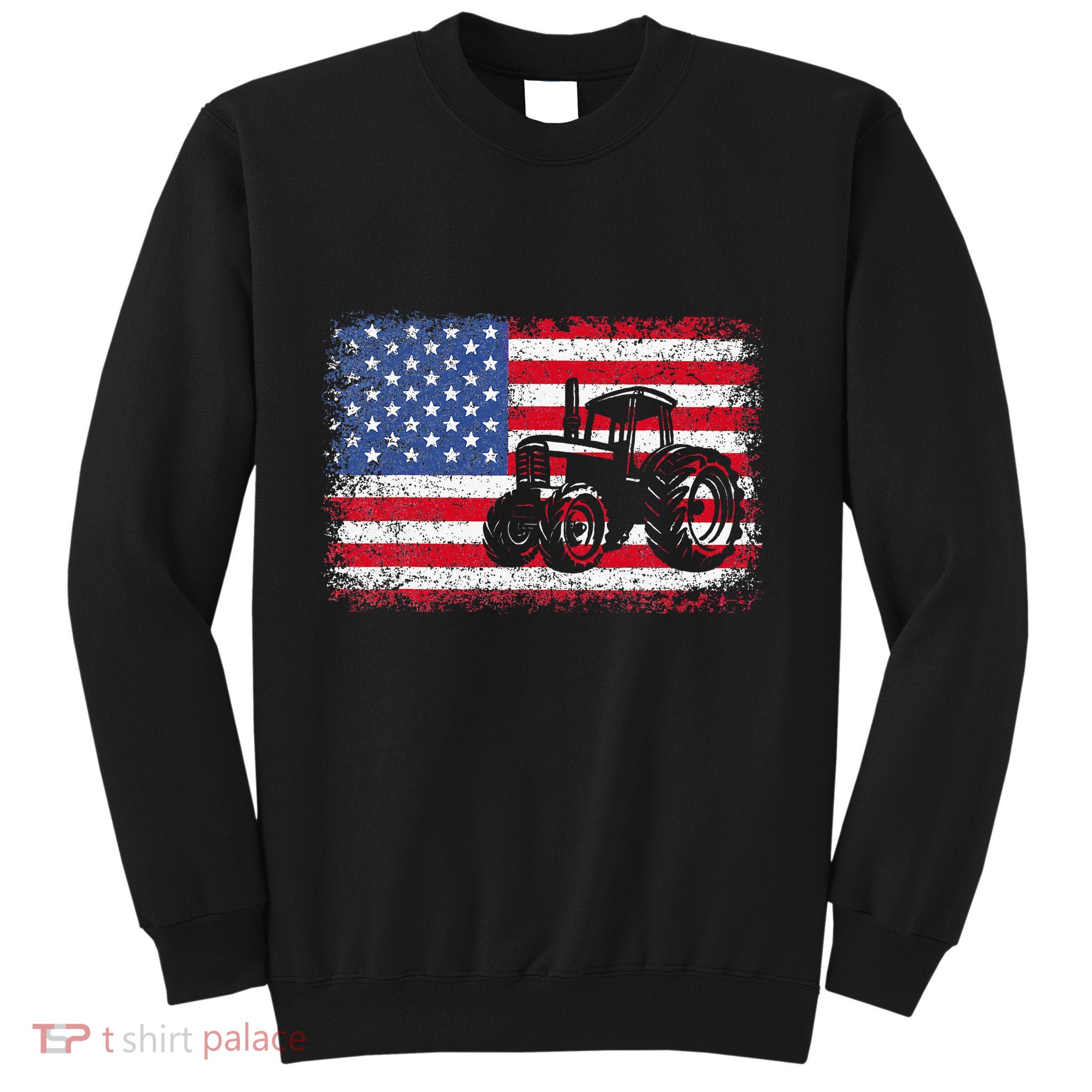 Farm Tractors Usa Flag Patriotic Farming Sweatshirt