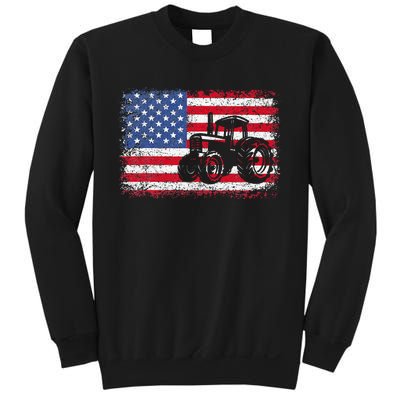 Farm Tractors Usa Flag Patriotic Farming Sweatshirt