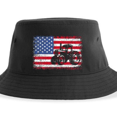 Farm Tractors Usa Flag Patriotic Farming Sustainable Bucket Hat