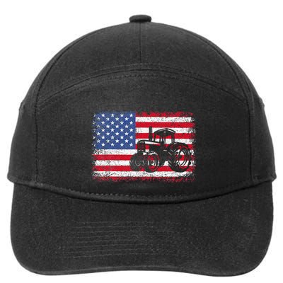 Farm Tractors Usa Flag Patriotic Farming 7-Panel Snapback Hat