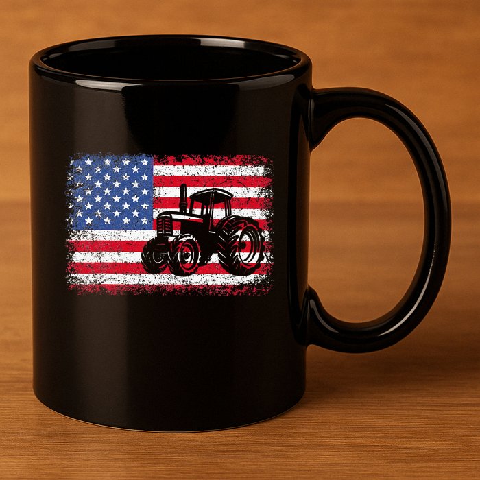Farm Tractors Usa Flag Patriotic Farming 11oz C Handle Ceramic Mug