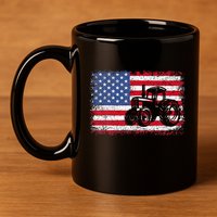 Farm Tractors Usa Flag Patriotic Farming 11oz C Handle Ceramic Mug