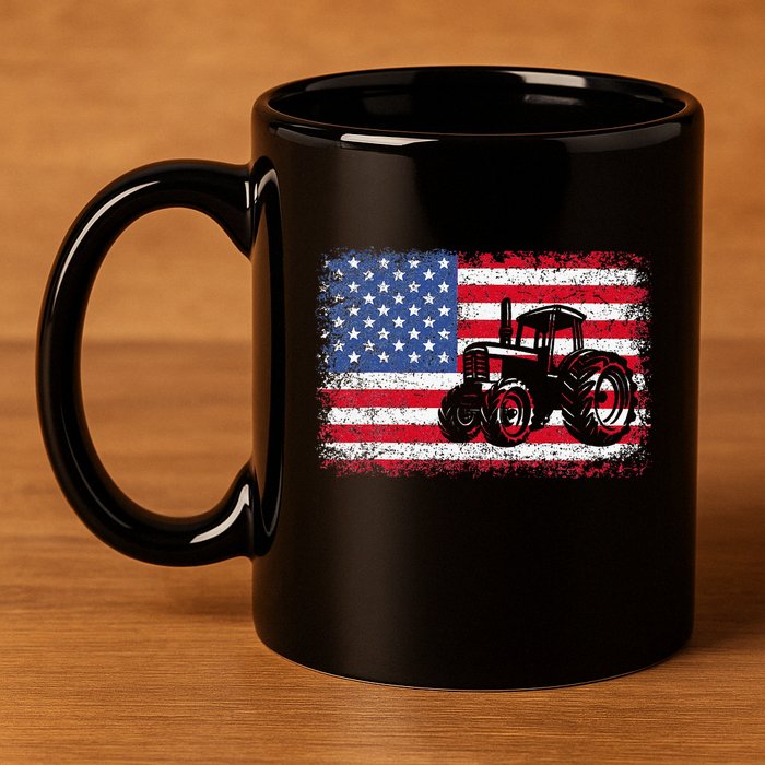 Farm Tractors Usa Flag Patriotic Farming 11oz C Handle Ceramic Mug