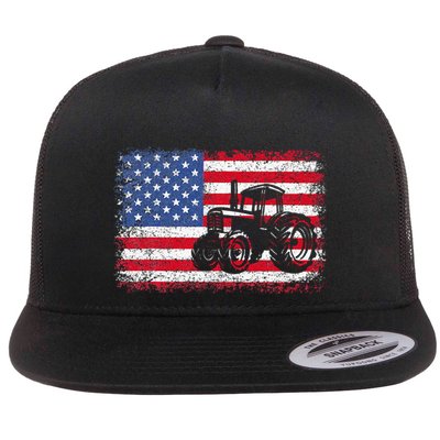Farm Tractors Usa Flag Patriotic Farming Flatbill Hat