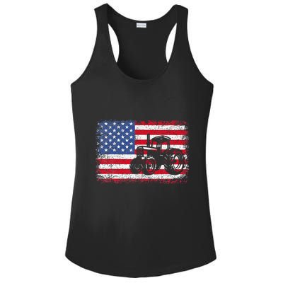 Farm Tractors Usa Flag Patriotic Farming Ladies PosiCharge Competitor Racerback Tank
