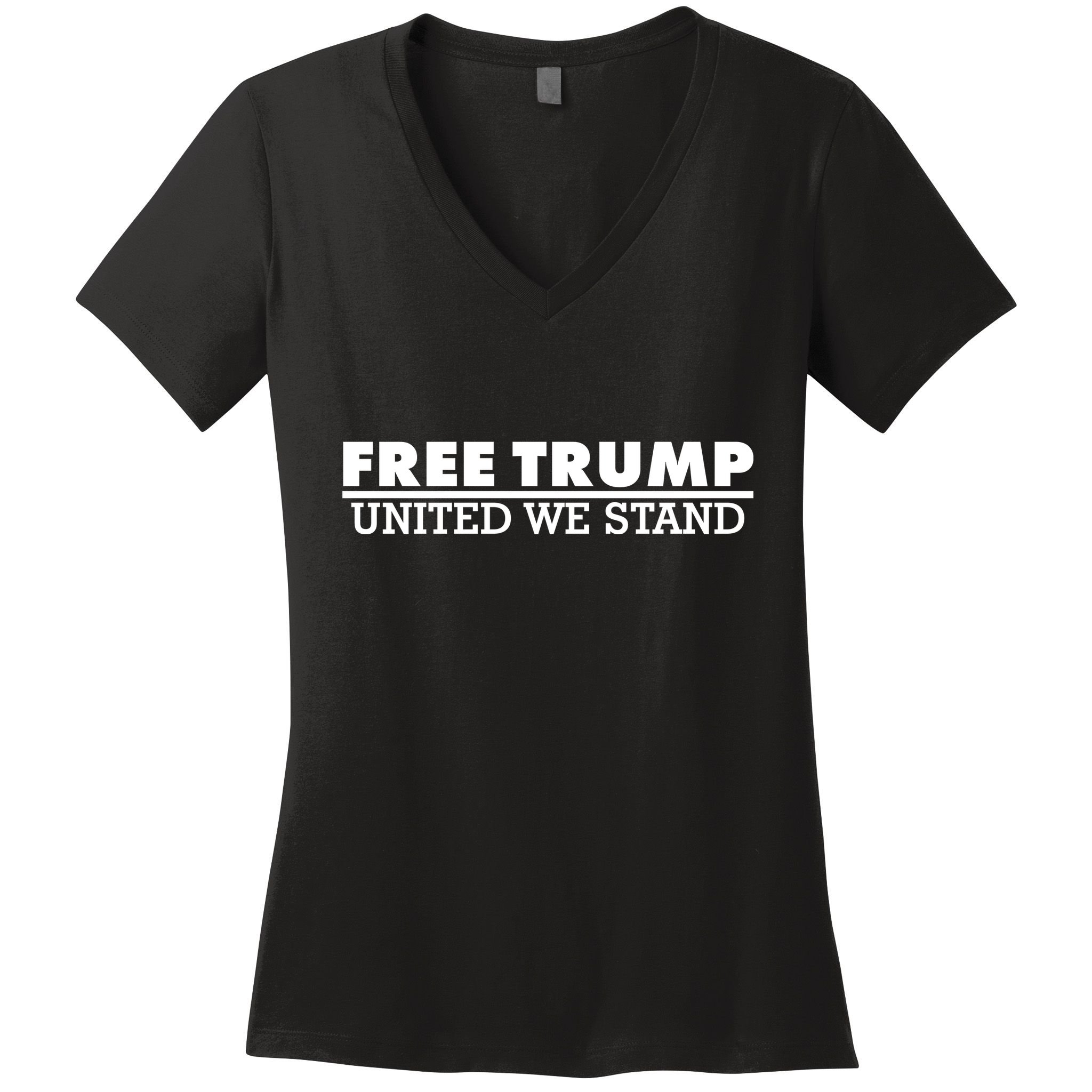 Free Donald Trump United We Stand Supporter Women's V-Neck T-Shirt