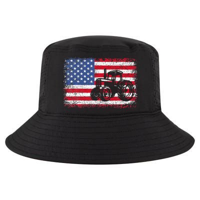 Farm Tractors USA Flag Patriotic Farming Gift Cool Comfort Performance Bucket Hat