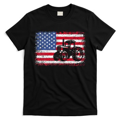 Farm Tractors USA Flag Patriotic Farming Gift T-Shirt