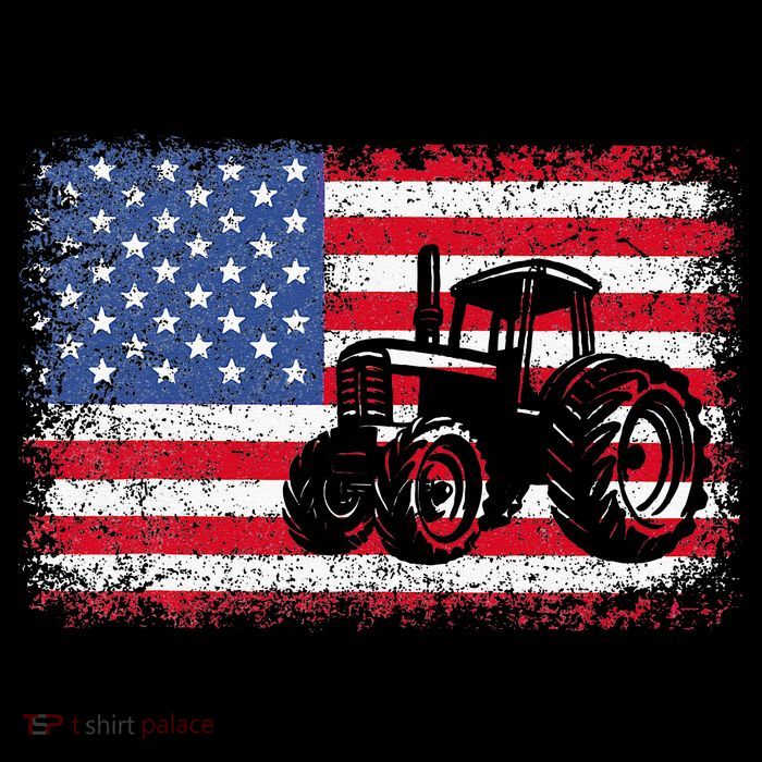 Farm Tractors USA Flag Patriotic Farming Gift Tall T-Shirt