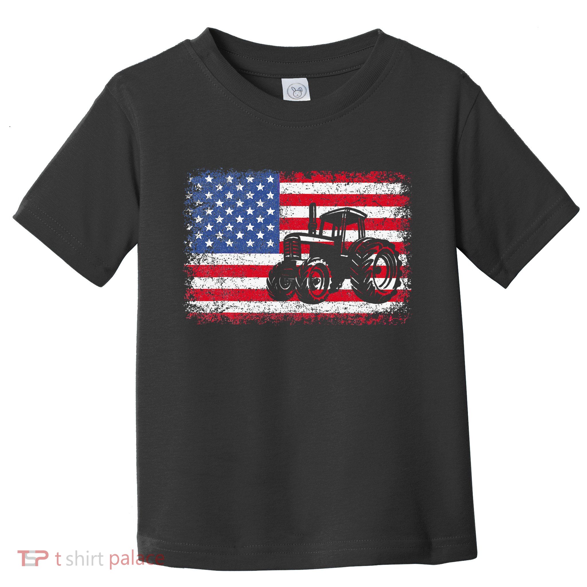 Farm Tractors USA Flag Patriotic Farming Gift Toddler T-Shirt