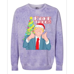 Fake Trees Us President Donald Trump Ugly Christmas Colorblast Crewneck Sweatshirt