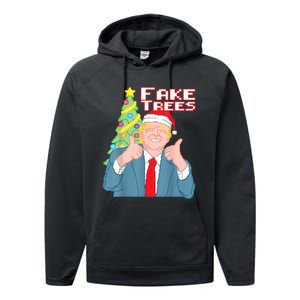 Fake Trees Us President Donald Trump Ugly Christmas Performance Fleece Hoodie