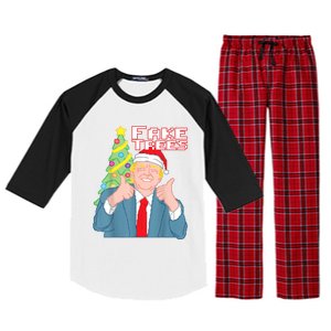 Fake Trees Us President Donald Trump Ugly Christmas Raglan Sleeve Pajama Set