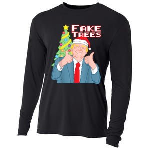 Fake Trees Us President Donald Trump Ugly Christmas Cooling Performance Long Sleeve Crew