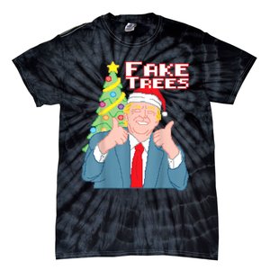 Fake Trees Us President Donald Trump Ugly Christmas Tie-Dye T-Shirt