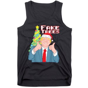 Fake Trees Us President Donald Trump Ugly Christmas Tank Top