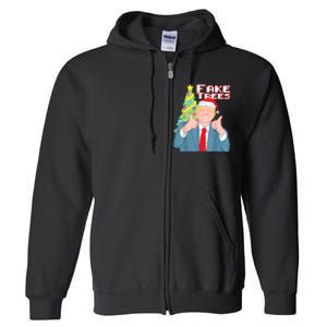 Fake Trees Us President Donald Trump Ugly Christmas Full Zip Hoodie