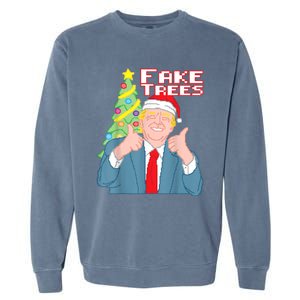 Fake Trees Us President Donald Trump Ugly Christmas Garment-Dyed Sweatshirt