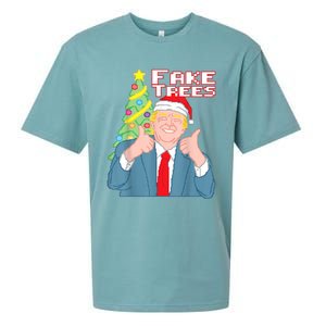 Fake Trees Us President Donald Trump Ugly Christmas Sueded Cloud Jersey T-Shirt