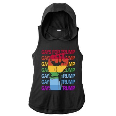 For Trump Usa Flag Pro Reelect Trump 2024 Lgbtq Flag Gift Ladies PosiCharge Tri-Blend Wicking Draft Hoodie Tank