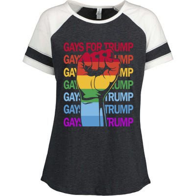 For Trump Usa Flag Pro Reelect Trump 2024 Lgbtq Flag Gift Enza Ladies Jersey Colorblock Tee