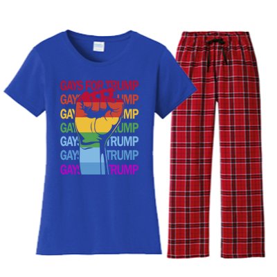 For Trump Usa Flag Pro Reelect Trump 2024 Lgbtq Flag Gift Women's Flannel Pajama Set