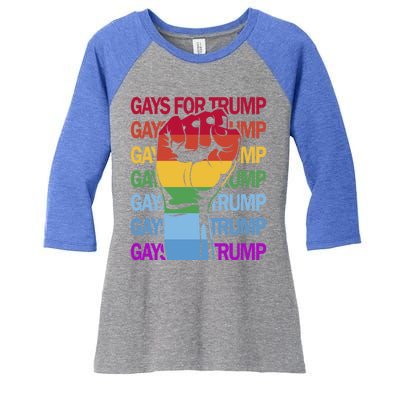 For Trump Usa Flag Pro Reelect Trump 2024 Lgbtq Flag Gift Women's Tri-Blend 3/4-Sleeve Raglan Shirt