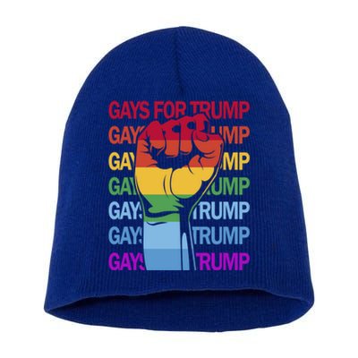 For Trump Usa Flag Pro Reelect Trump 2024 Lgbtq Flag Gift Short Acrylic Beanie