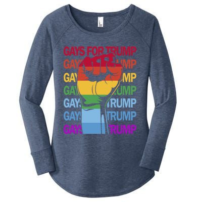 For Trump Usa Flag Pro Reelect Trump 2024 Lgbtq Flag Gift Women's Perfect Tri Tunic Long Sleeve Shirt