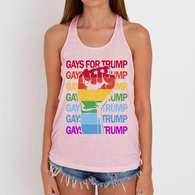 For Trump Usa Flag Pro Reelect Trump 2024 Lgbtq Flag Gift Women's Knotted Racerback Tank