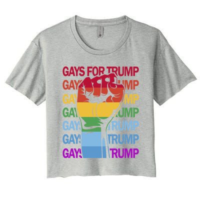 For Trump Usa Flag Pro Reelect Trump 2024 Lgbtq Flag Gift Women's Crop Top Tee