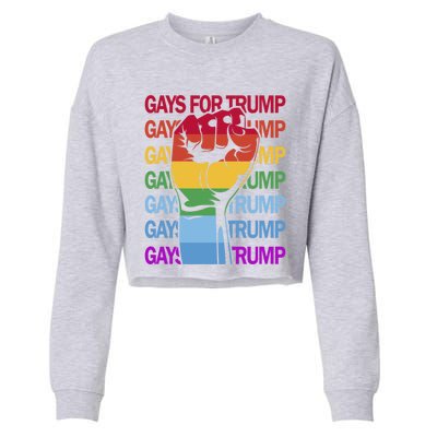 For Trump Usa Flag Pro Reelect Trump 2024 Lgbtq Flag Gift Cropped Pullover Crew